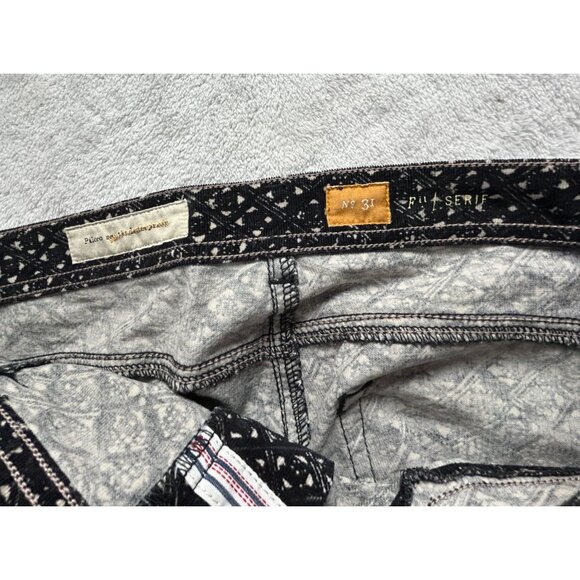 Pilcro Anthropologie Serif Pants Black White Print Micro Corduroy Stretch 31 - Picture 3 of 9